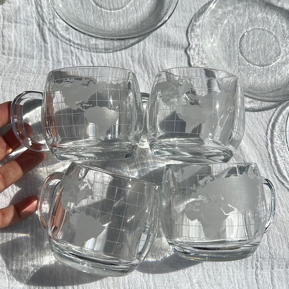 Vintage Globe Mug Set of 4 / Glass Coffee Cups / Nestle.💓 - Picture 6 of 17